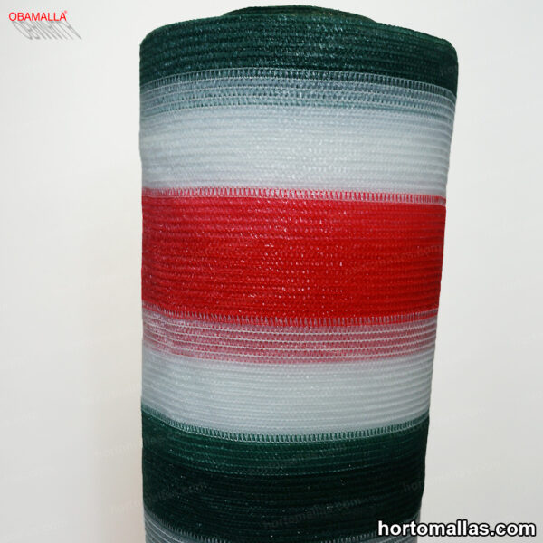 Tela sombra privacidad OBAMALLA® tricolor de Malla.mx, 2.1x100 m, ofreciendo cobertura y estilo en jardines y cultivos en México.