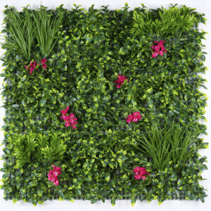 Panel artificial ERBETTA® de bugambilia fiusha 100x100 cm de Malla.mx, perfecto para muros verdes en interiores y exteriores en tierras mexicanas.