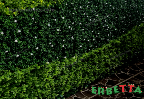 Muro verde sintético ERBETTA® de ciprés 50x50 cm de Malla.mx, una solución estética y duradera para espacios mexicanos.